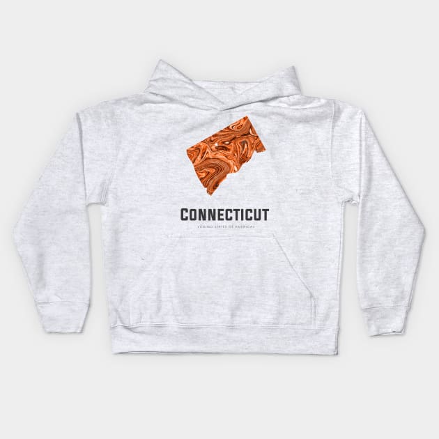 Connecticut state map abstract golden brown Kids Hoodie by StudioGrafiikka